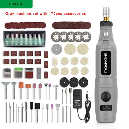 DONUMEH Mini Electric Drill &amp; Grinder Set with 3 Speed Options PSD-010-GRAY3 / us / CHINA