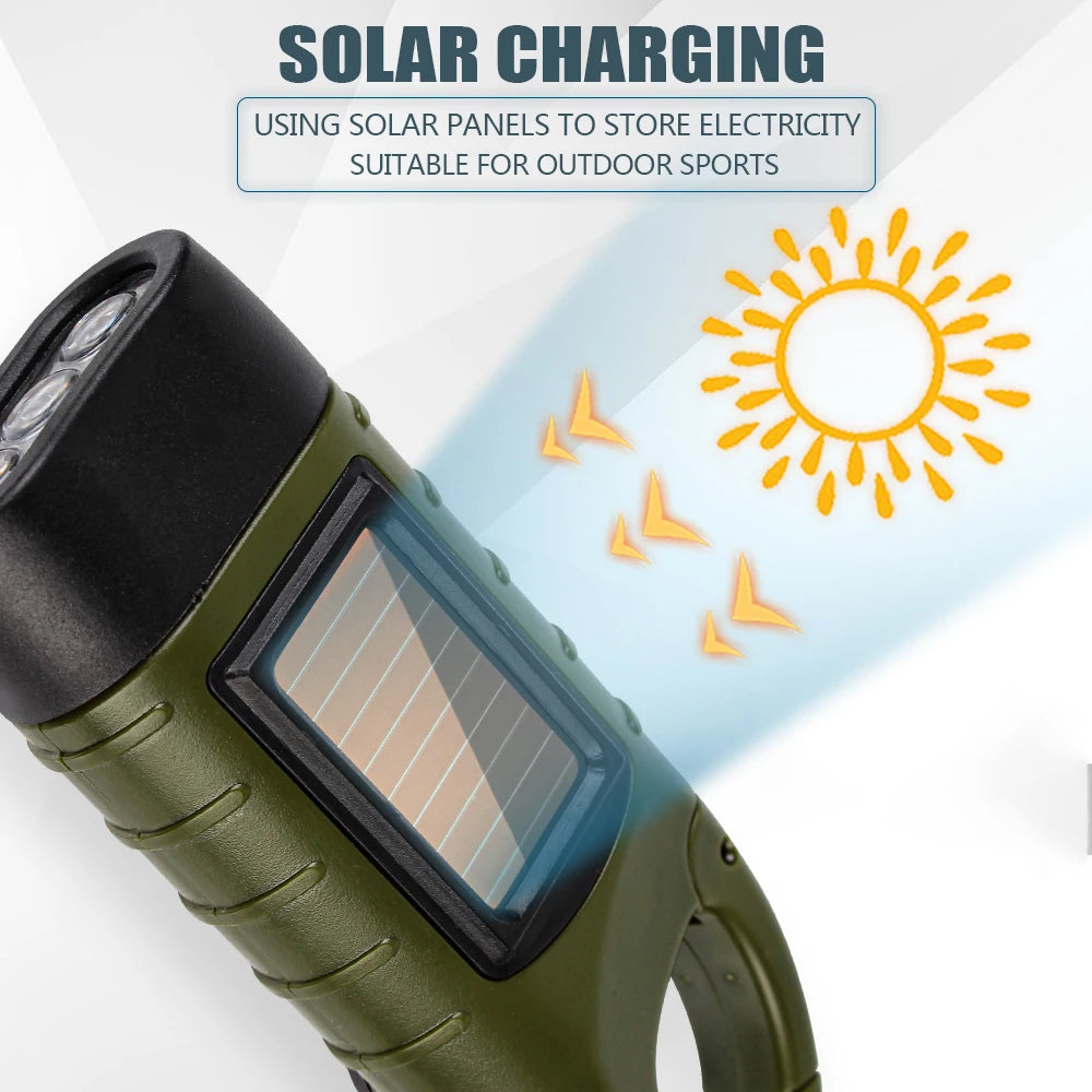 Hand Crank Solar LED Flashlight Lantern for Outdoor Adventures