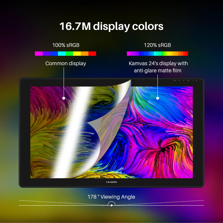 HUION Kamvas 24 Γραφικό Ταμπλό Οθόνη, 23.8in QHD, Αντιθαμβωτική Οθόνη με Στυλό
