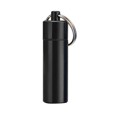 Waterproof Aluminum Pill Box Keychain - Portable Medicine Container with Carabiner for Outdoor Use black / 61x17MM / CHINA