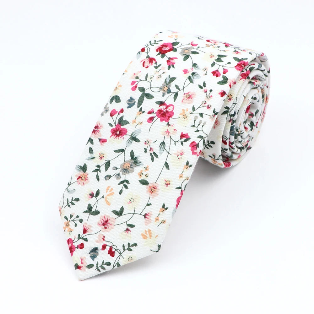 Floral Elegance Cotton Tie for Men and Women 33