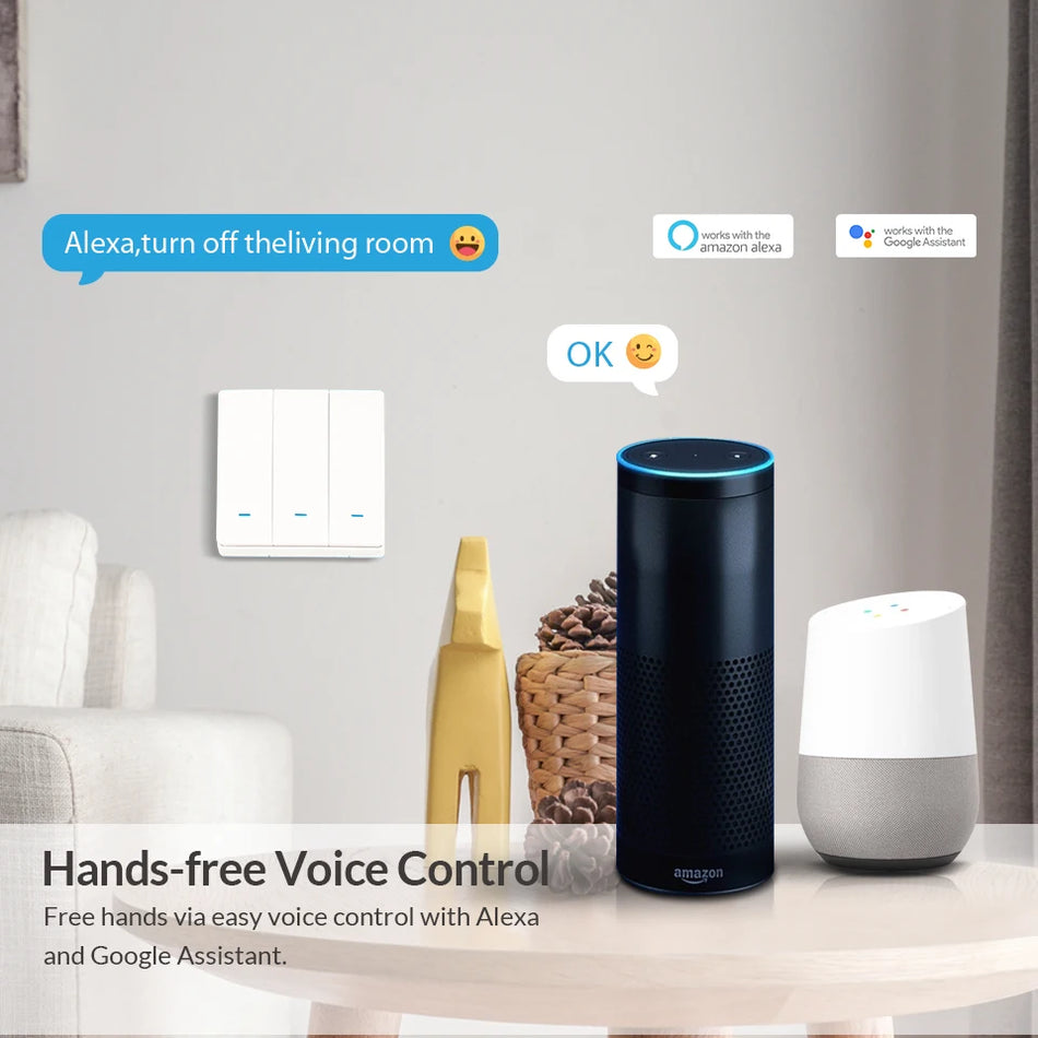 Smart WiFi Push Button Wall Switch &ndash; Alexa &amp; Google Home Compatible, No Neutral Required