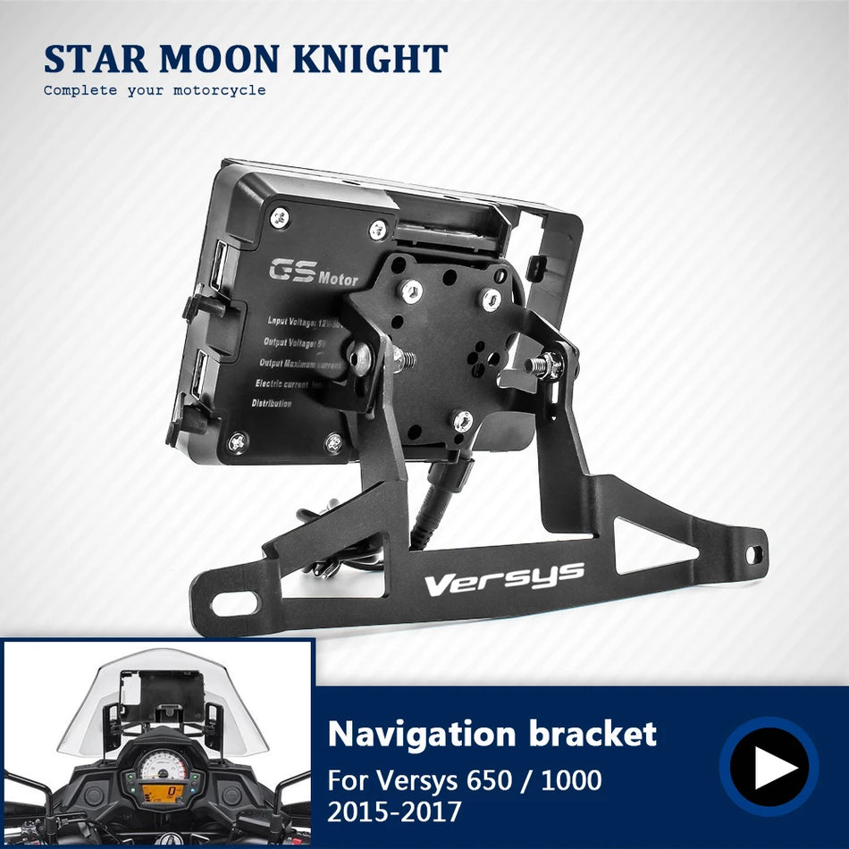 Kawasaki Versys 650/1000 GPS navigācijas turētājs 2015-2017, izturīgs motocikla stiprinājums