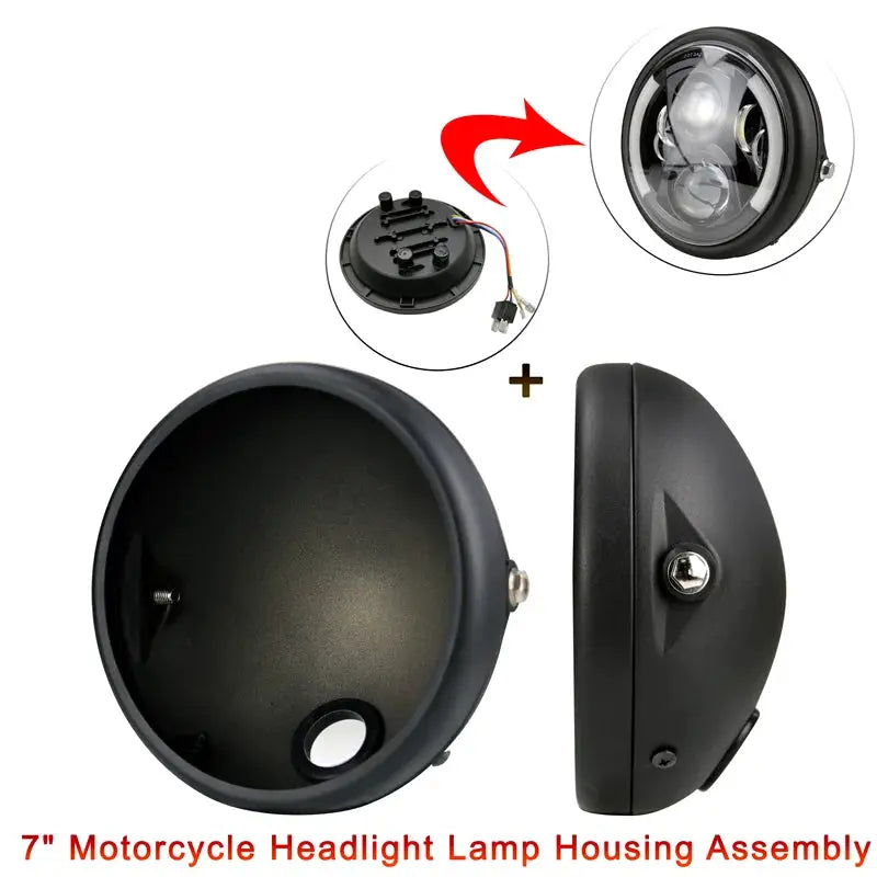 1PCS ROUND 7" INCH HEADLIGHTS HOUSING BUCKET FIT FOR HARLEY MOTORCYCLE BLACK by InterCyprus Trading Ltd