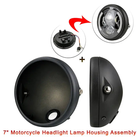 1PCS ROUND 7" INCH HEADLIGHTS HOUSING BUCKET FIT FOR HARLEY MOTORCYCLE BLACK by InterCyprus Trading Ltd