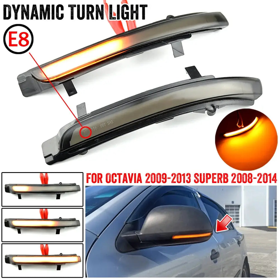 Mirror Turn Signal Lights Dynamic LED for Skoda Octavia Superb 2009-2014 by InterCyprus Trading Ltd