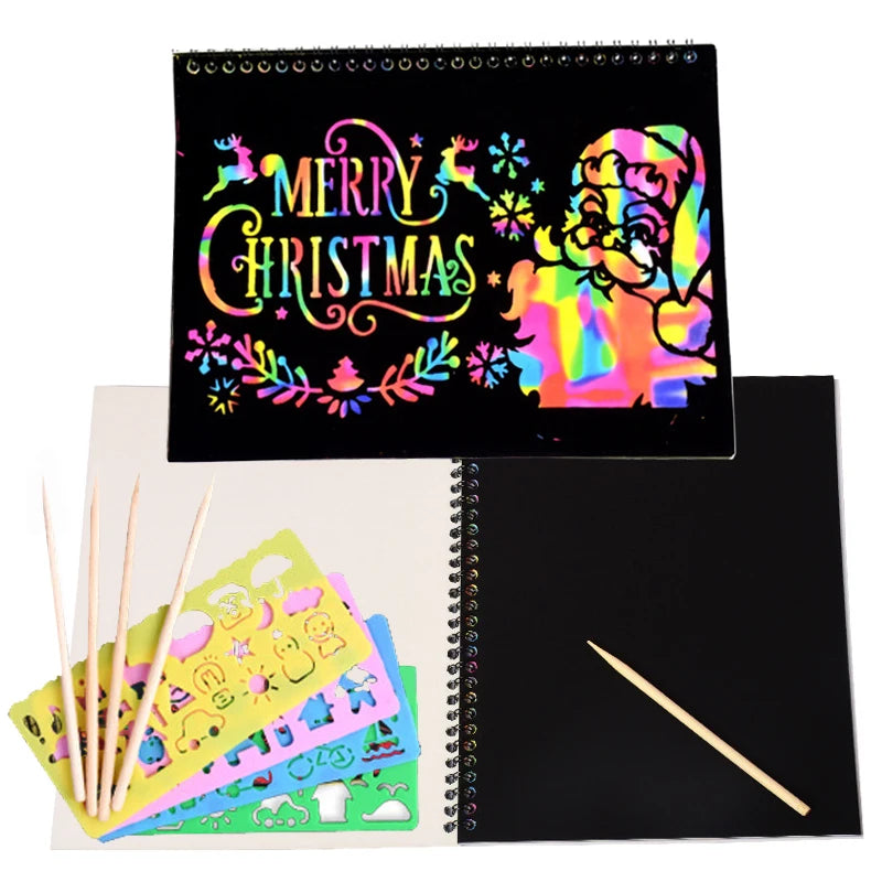 12 Sheets Rainbow Scratch Note Sketchbook &ndash; Scratch Art Fun