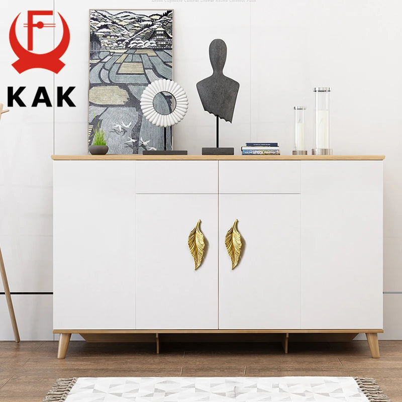 KAK Черные золотые листья ручка для шкафа и ящика