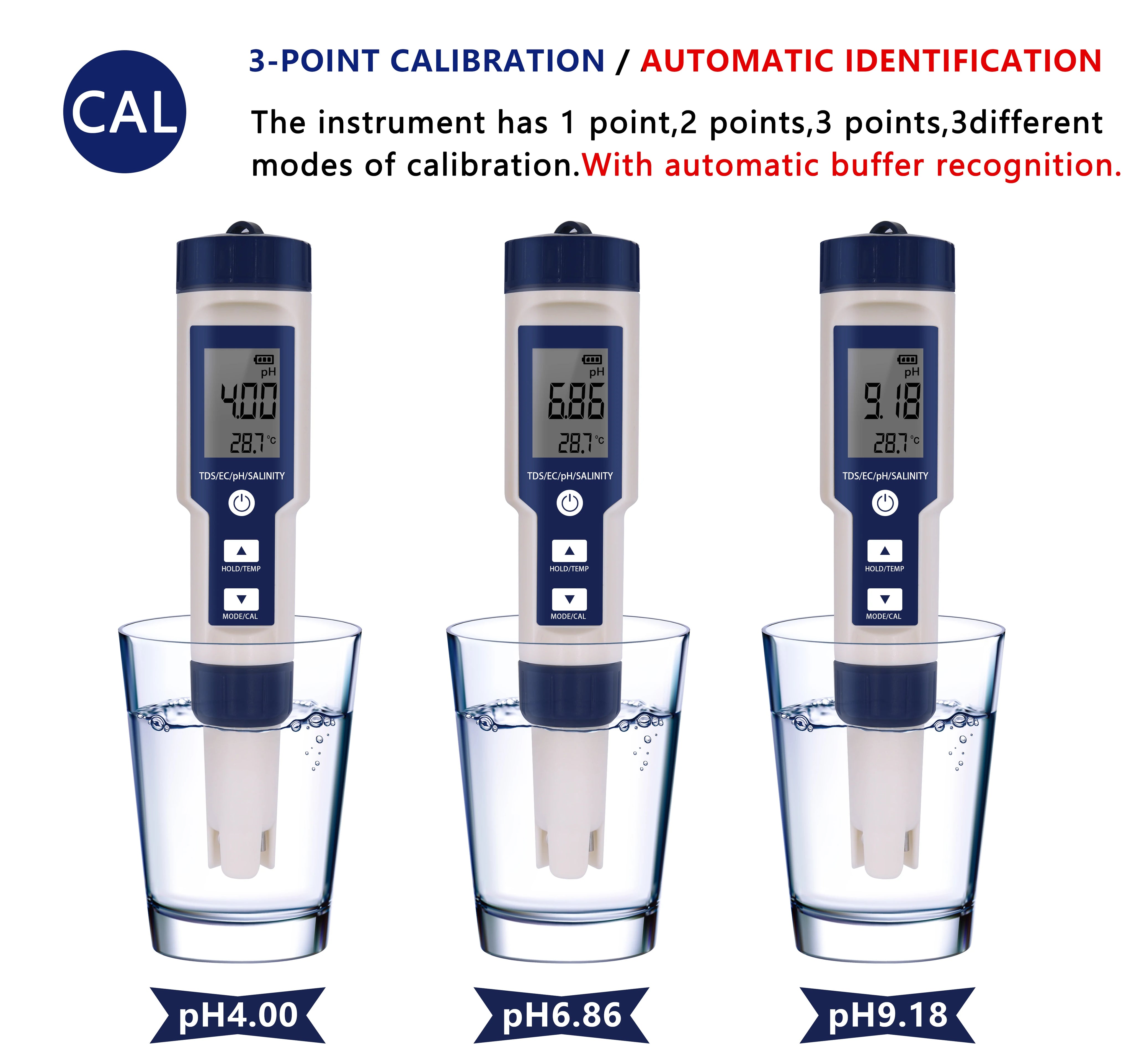 5 In 1 PH TDS EC Salinity Meter &ndash; Auto Calibration Function