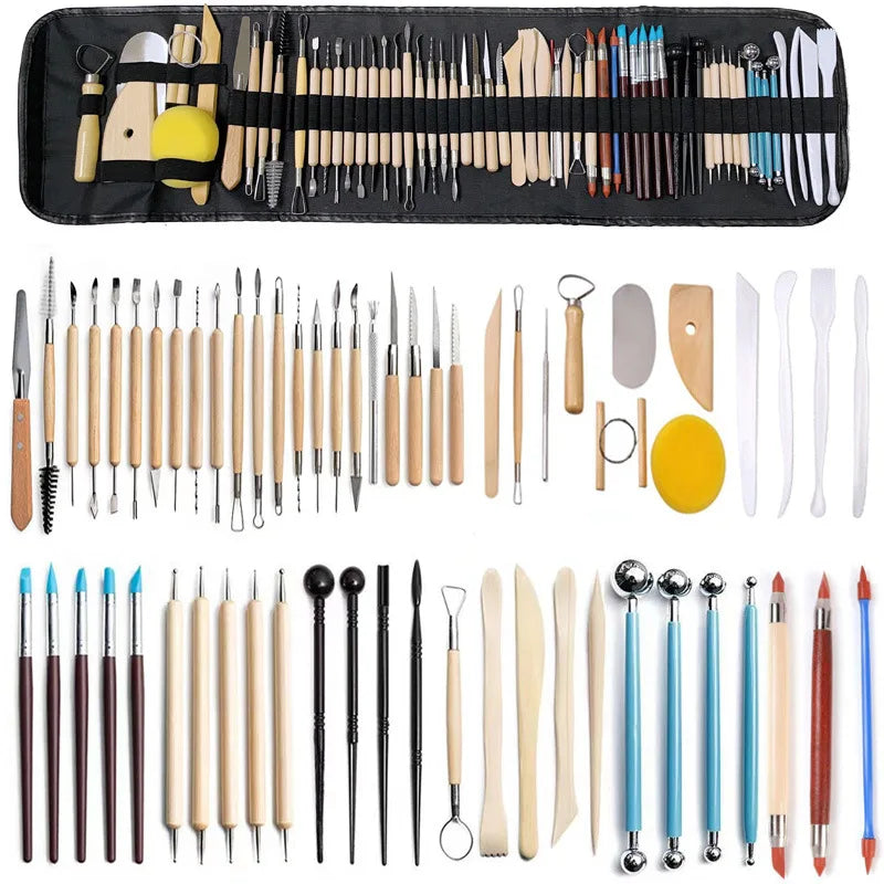 Comprehensive 61-Piece Ceramic Sculpture &amp; Pottery Tool Set 61 pcs
