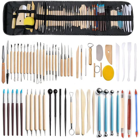 Comprehensive 61-Piece Ceramic Sculpture &amp; Pottery Tool Set 61 pcs