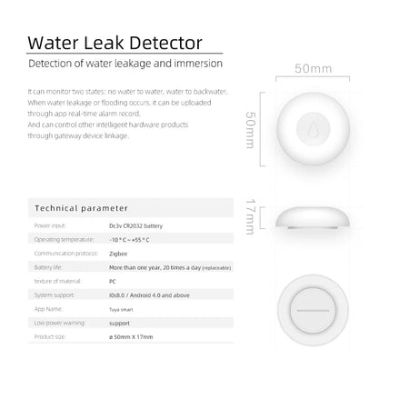 Zsviot ZigBee Flood Sensor &ndash; Tuya Gateway Linkage Alexa