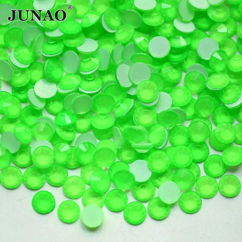JUNAO SS6 SS8 SS10 SS12 SS16 SS20 &ndash; Vibrant Neon Yellow Glass Rhinestones for Nail Art