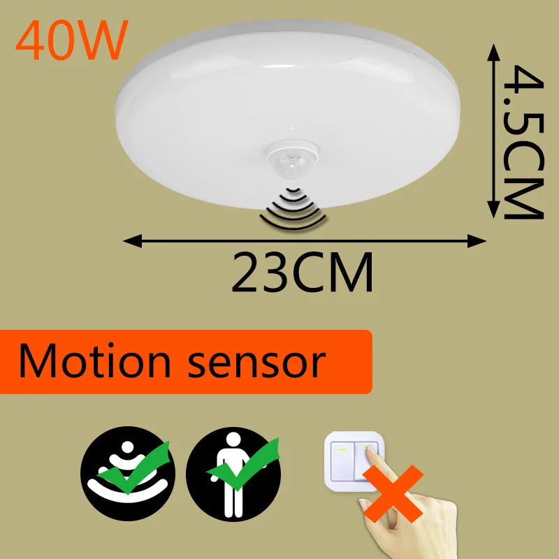 Smart LED Ceiling Light with Motion Sensor for Home &amp; More 40W 23cm / 220-240V / Warm White