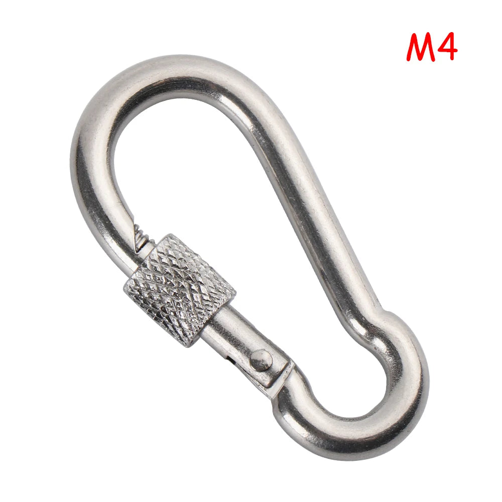 304 Stainless Steel Lock Ring Carabiner Snap Hook for Outdoor Climbing M4