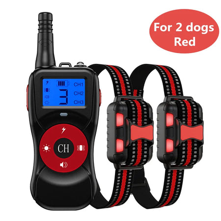T502 Dog Training Collar &ndash; Rechargeable 4 Modes Waterproof for 2 dogs red