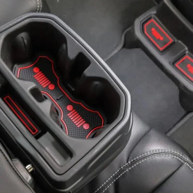 Rubber Red White Car Interior Gate Slot Pad Mat Cup Mat Decoration For Jeep Wrangler JL 2018 -2023 Car Styling Accessories by InterCyprus Trading Ltd