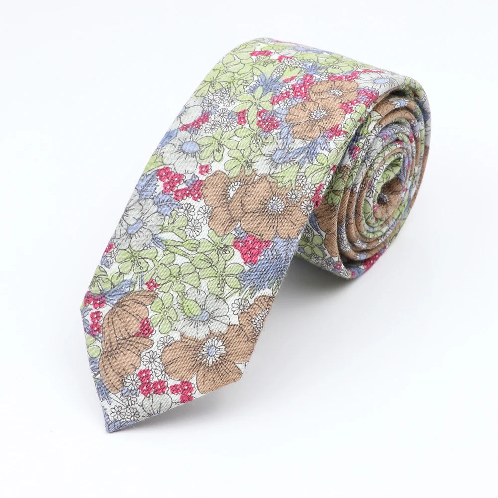 Floral Elegance Cotton Tie for Men and Women 23