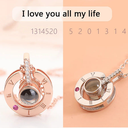 100 Languages "I Love You" Pendant Necklace - Trendy Geometric Jewelry for Couples