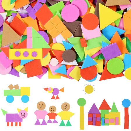 Colorful Self-Adhesive EVA Foam Geometry Puzzle Stickers | 400/200pcs Educational and DIY Arts &amp; Crafts Toy for Kids