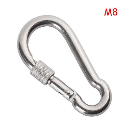 304 Stainless Steel Lock Ring Carabiner Snap Hook for Outdoor Climbing M8