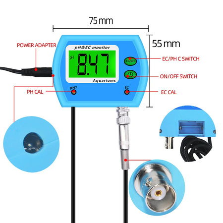 PH-9853 2 In 1 PH EC Monitor &ndash; Aquarium Water Quality