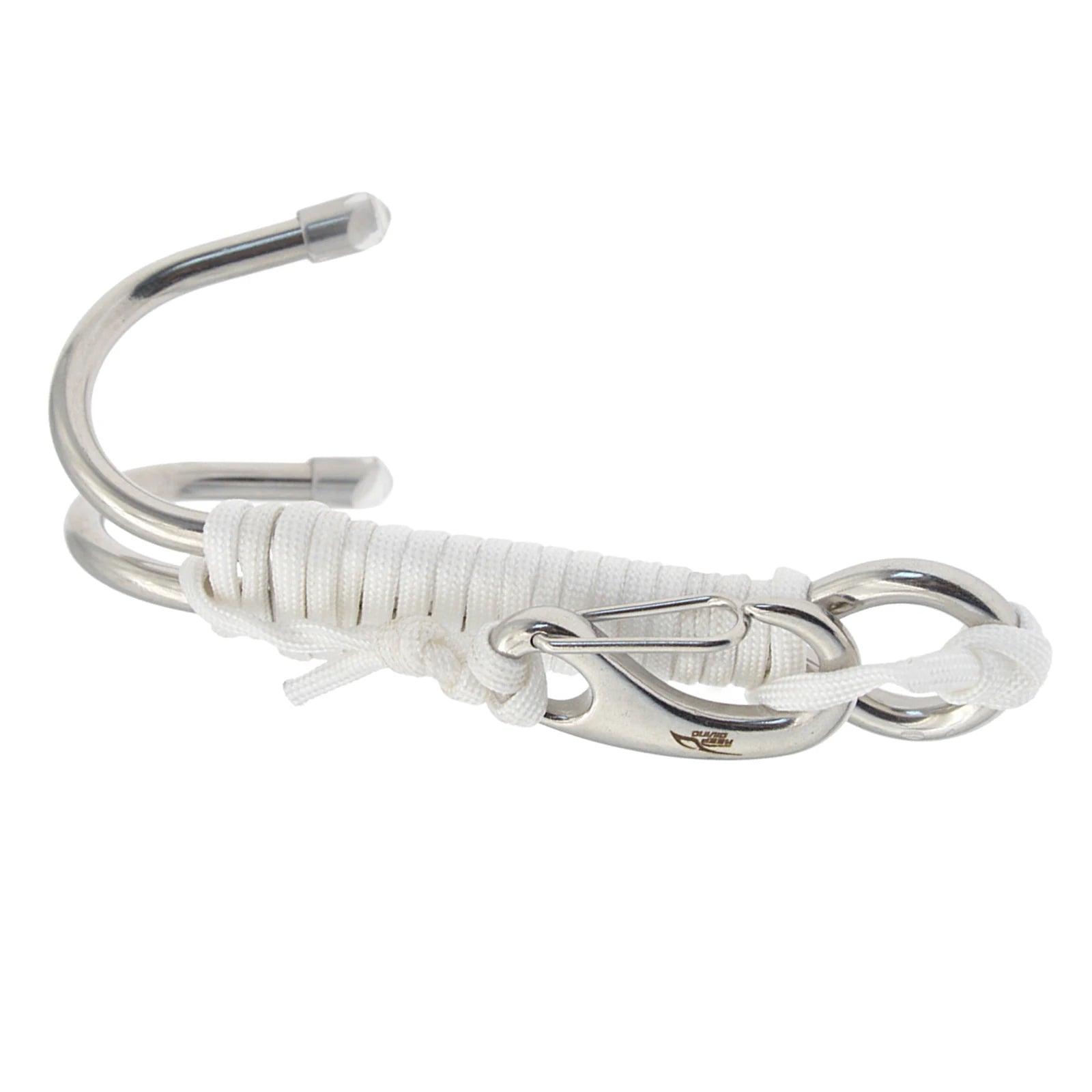Diving Reef Hook Spiral Coil Lanyard &ndash; Stainless Coil Strap Type A White