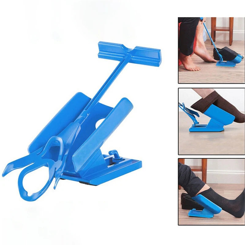 Plavi pomoćnik za navlačenje čarapa za lako stavljanje i skidanje čarapa