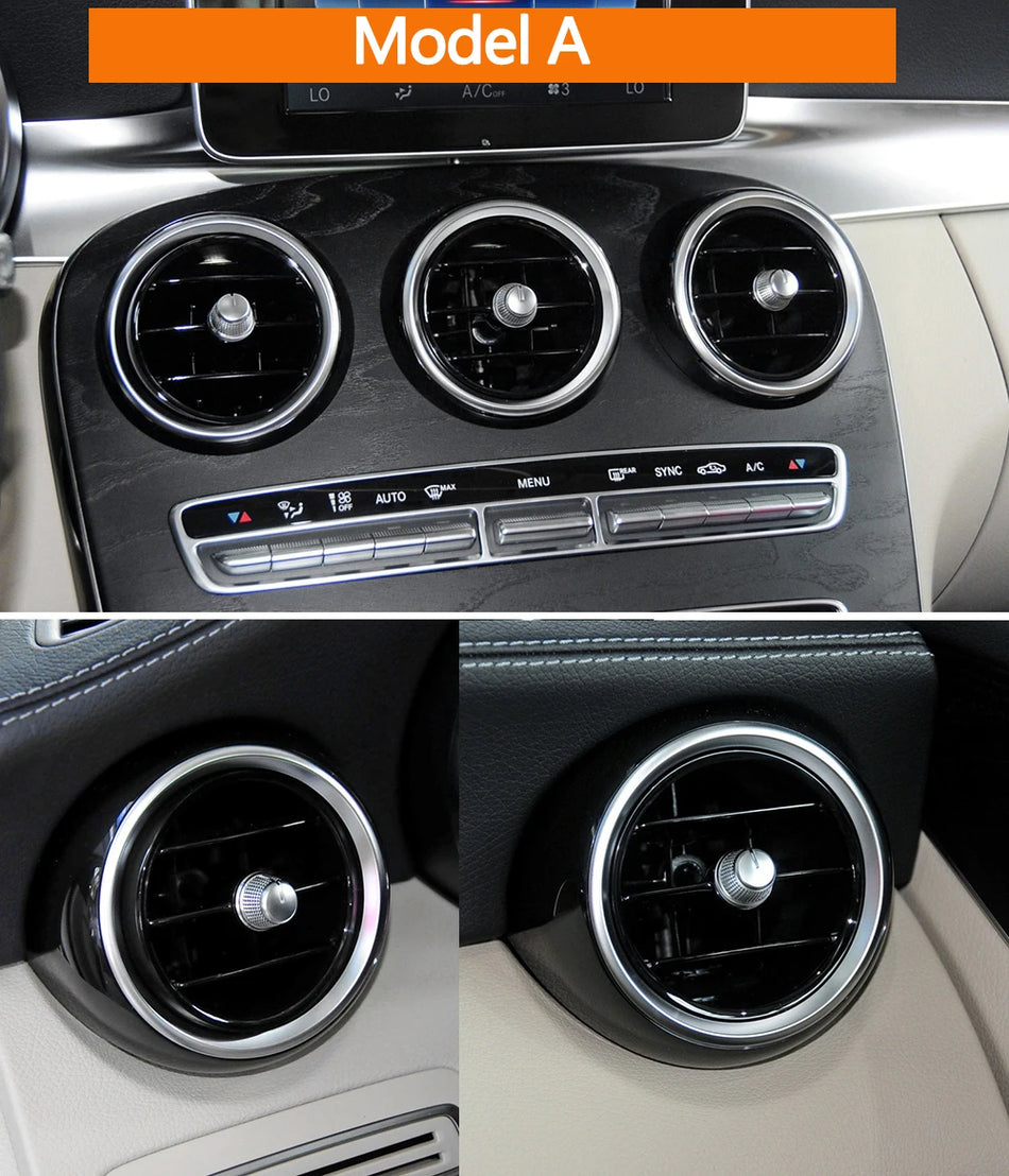 Air Vent Outlet Assembly for Mercedes-Benz C-Class W205 and GLC W253 Chrome PC ABS