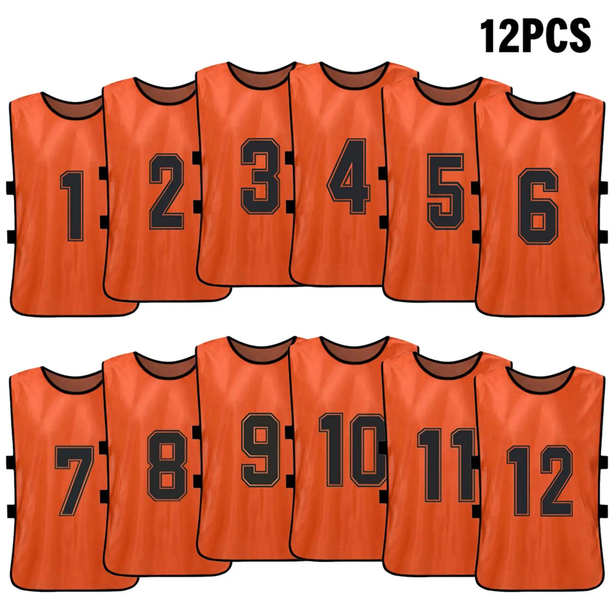 6/12 PCS Adults Soccer Pinnies &ndash; Quick Drying Fabric Orange 12pcs
