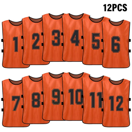 6/12 PCS Adults Soccer Pinnies &ndash; Quick Drying Fabric Orange 12pcs