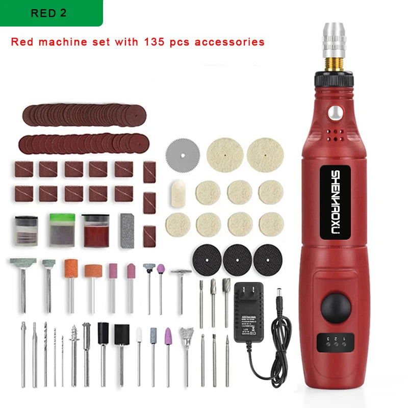 DONUMEH Mini Electric Drill &amp; Grinder Set with 3 Speed Options