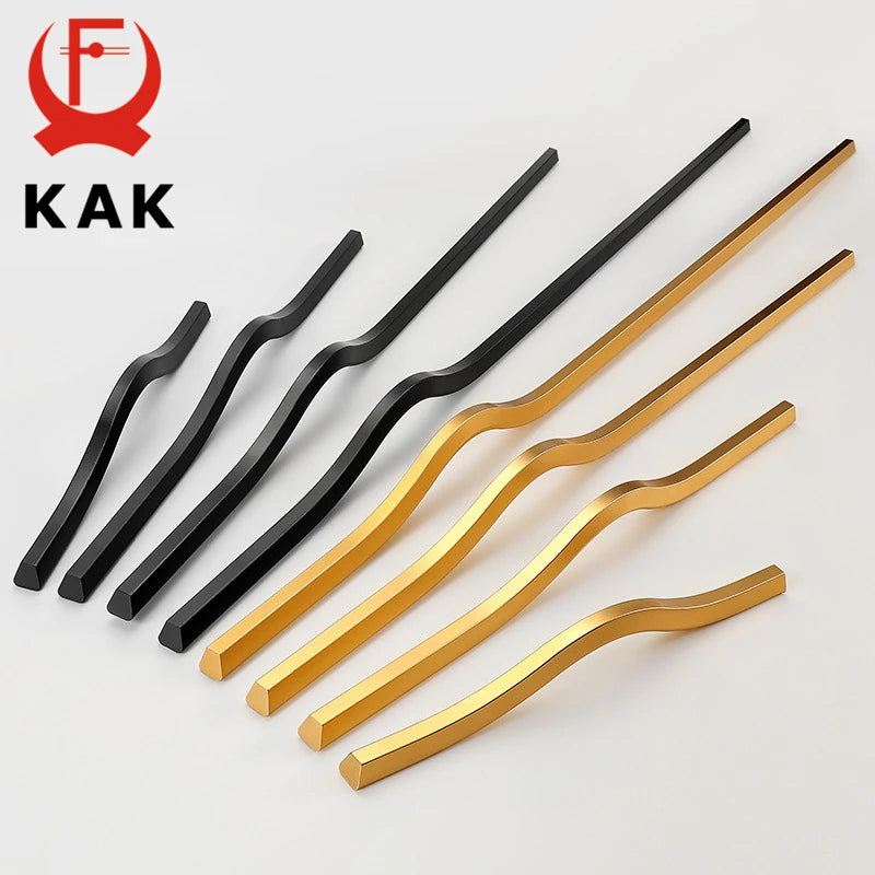 KAK Черные Золотые Алюминиевые Сплавные Ручки Для Шкафов Дверные Тянущие Ручки