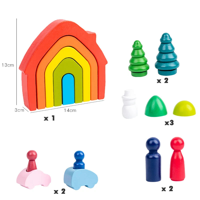 Wooden Rainbow Arched Building Blocks &ndash; Montessori Toy A