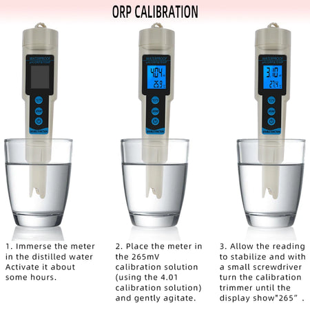 ORP Meter 3 In 1 pH ORP Temp Meter &ndash; Backlit Display