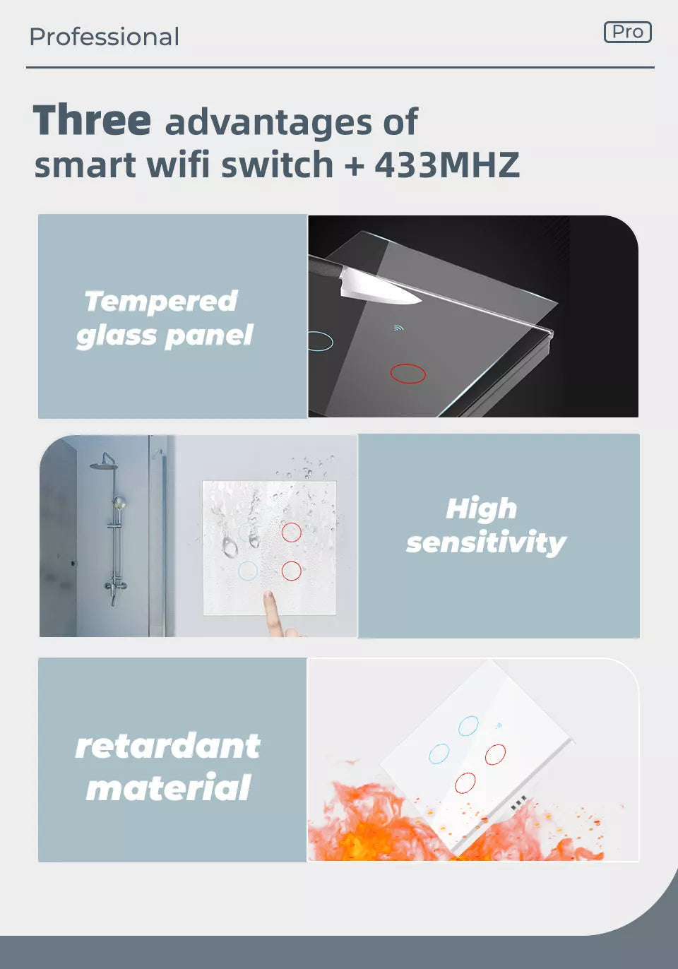 3  Gang Black Or White Tuya WiFi Smart Life Touch Wireless Wall Switch Light RF 433MHz No Neutral Required 220V Google Home Alexa