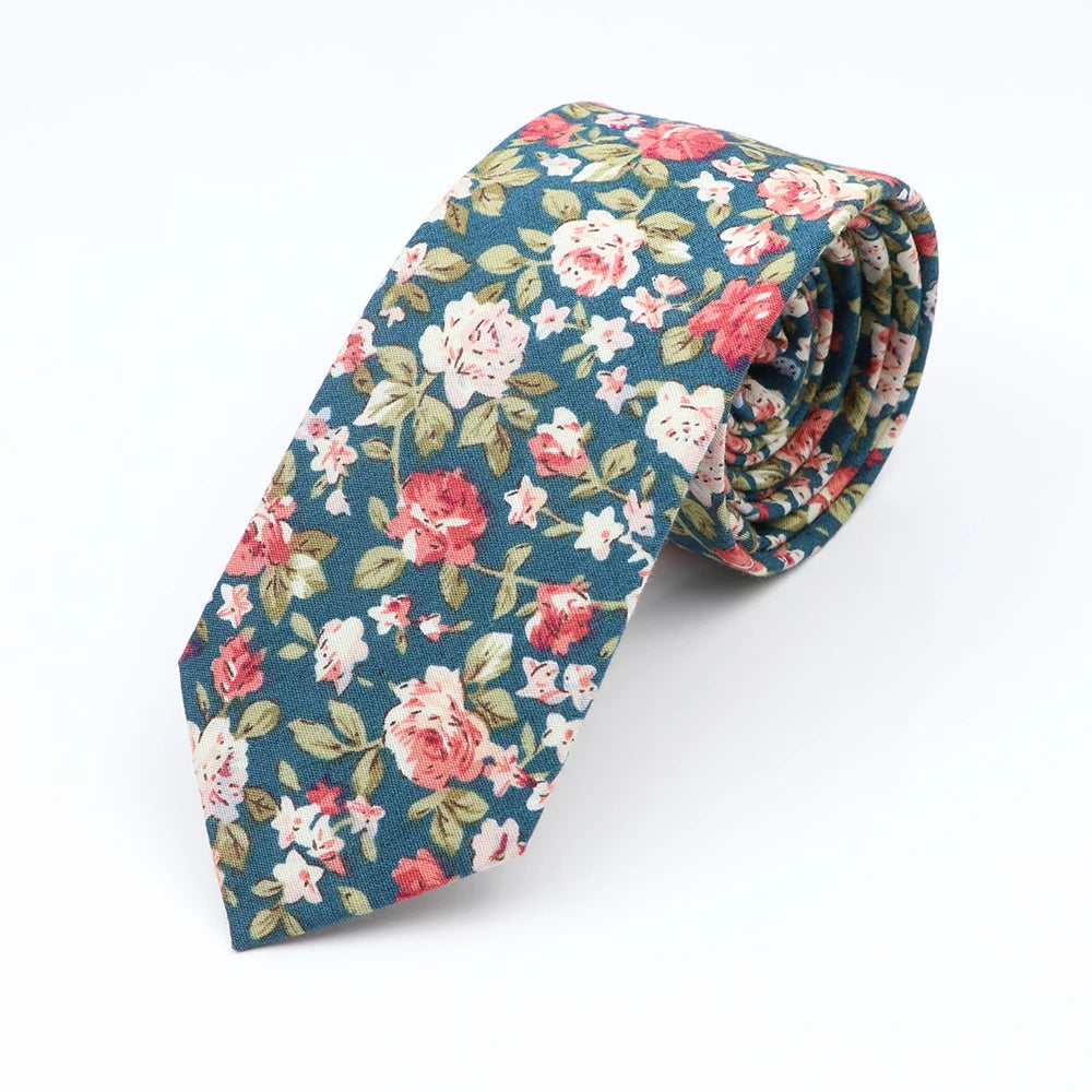 Floral Elegance Cotton Tie for Men and Women 24