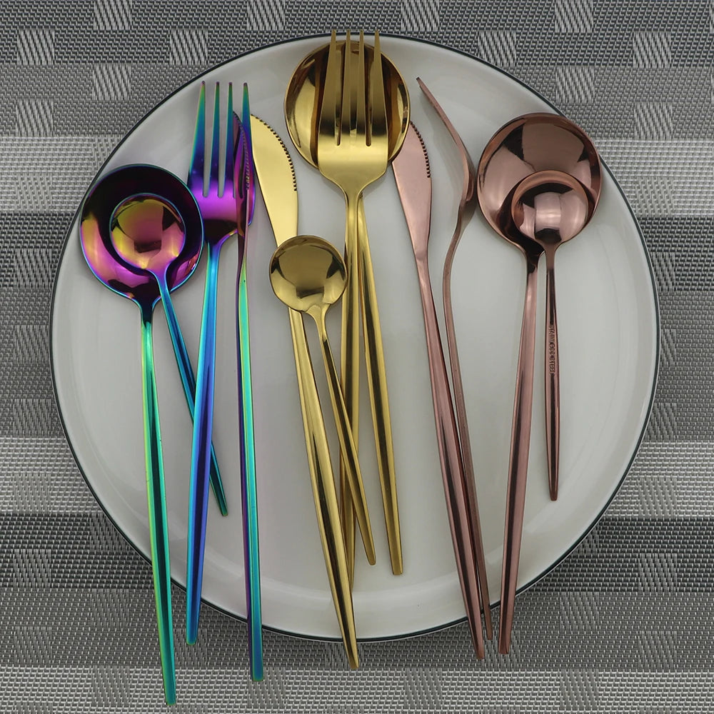 Gold Tableware Set &ndash; Elegant Mirror Finish 304 Stainless Steel