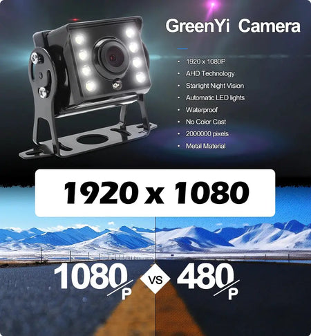 GreenYi HD AHD 1920*1080P Starlight Night Vision 8 LED Car Rear View Reverse Backup AHD Camera With 10M 15M 20M Video Cable by InterCyprus Trading Ltd