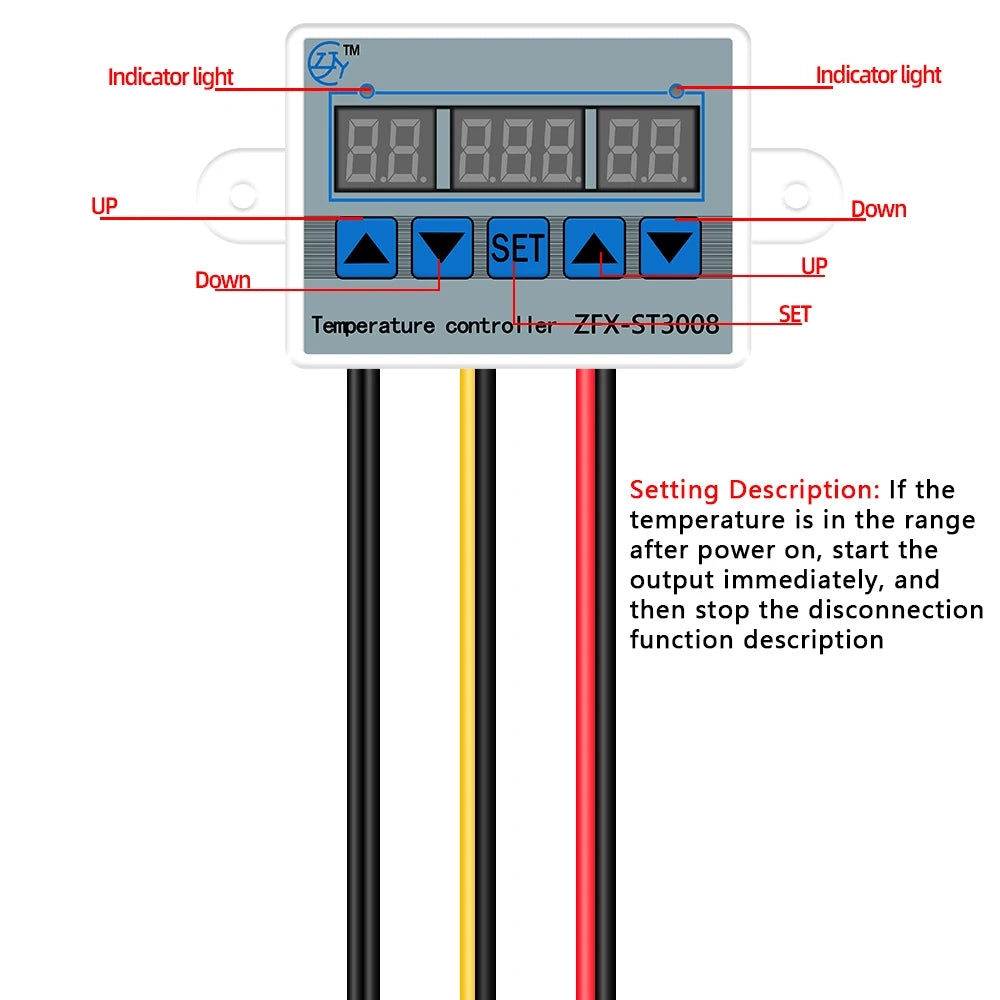 ZFX-ST3008 Microcomputer Temperature Controller &ndash; Adjustable NTC10K Measurement