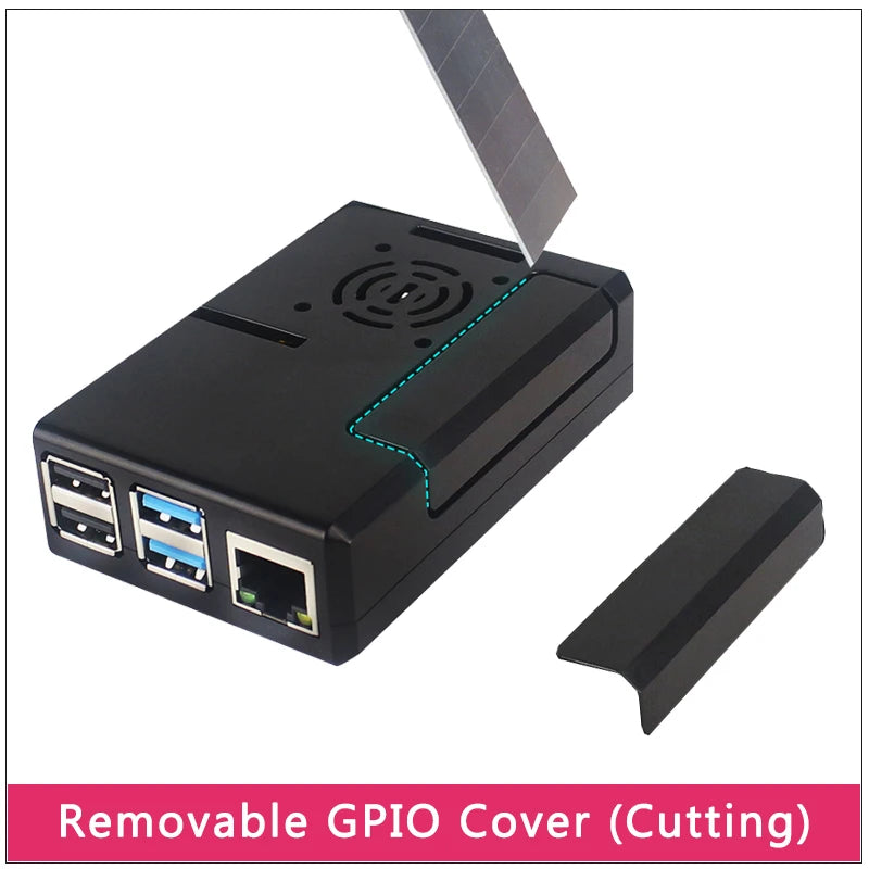 Raspberry Pi 4 Model B Case &ndash; Removable GPIO Cover with Cooling Fan