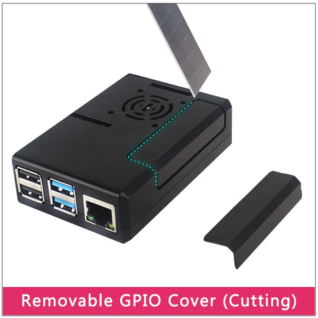 Raspberry Pi 4 Model B Case &ndash; Removable GPIO Cover with Cooling Fan