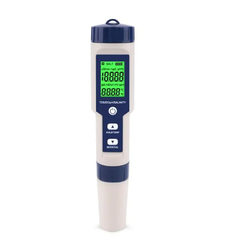 5 In 1 PH TDS EC Salinity Meter &ndash; Auto Calibration Function With Backlight