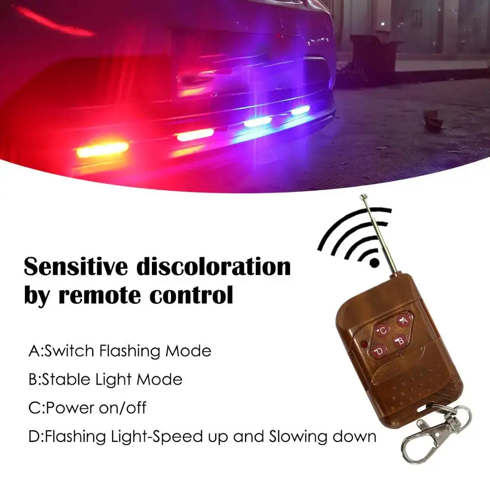 Grill Car LED Light Strobe Red Blue Emergency Remote Wireless Control Flash Signal Fireman Beacon Warning Lamp by InterCyprus Trading Ltd