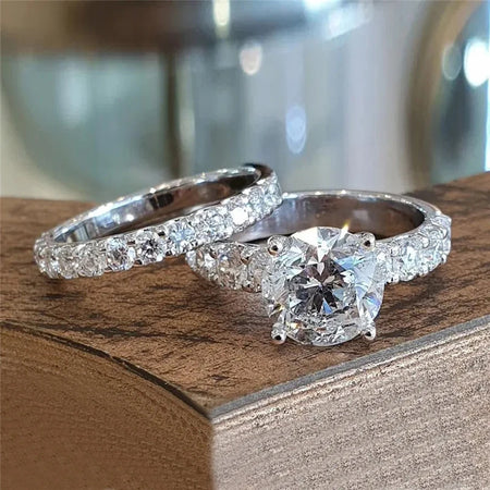 Trendy Bridal Engagement Ring Set with Shiny Cubic Zirconia by CAOSHI