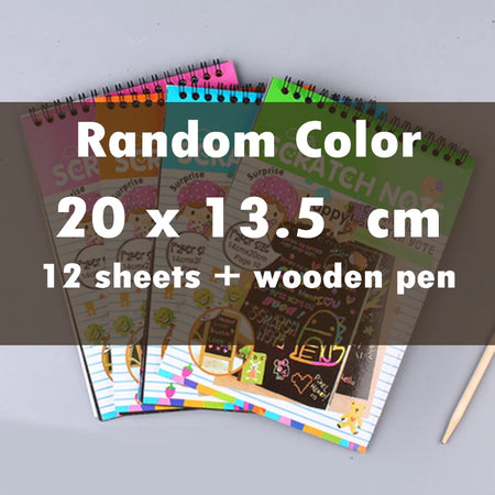 12 Sheets Rainbow Scratch Note Sketchbook &ndash; Scratch Art Fun Large