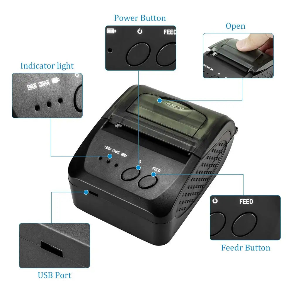 Portable Bluetooth Receipt Printer 58mm &ndash; Wireless Printing