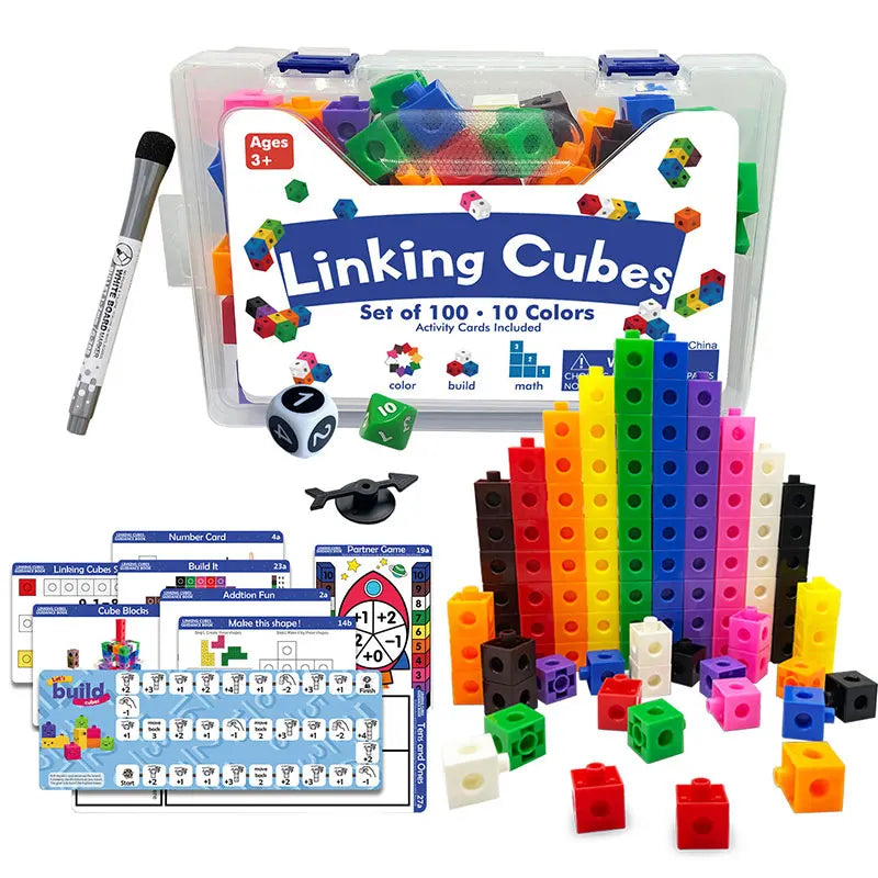 Montessori Rainbow Link Cubes - Educational Counting Blocks