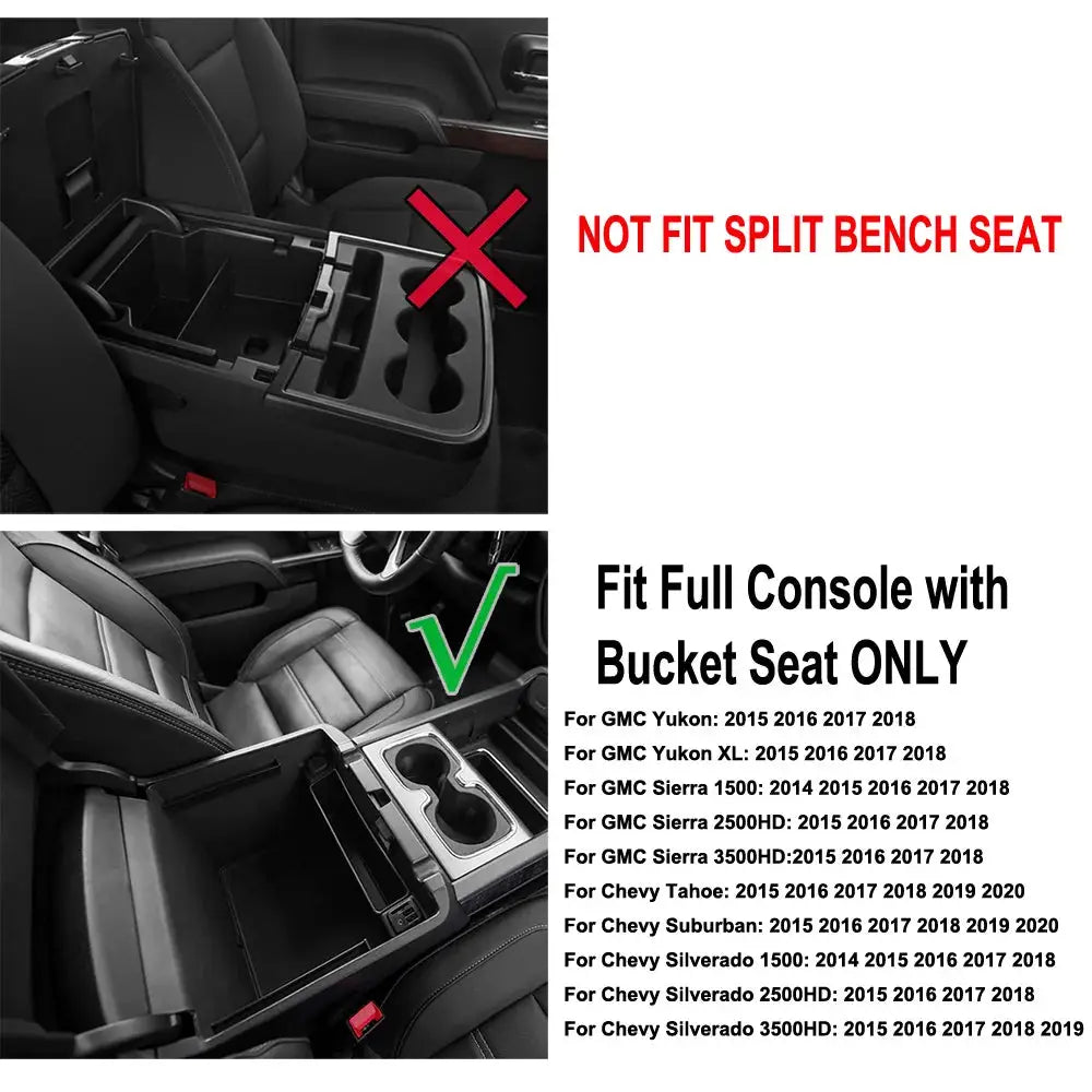 Center Console Organizer Armrest Storage Box for GMC Yukon 2015 2016 2017 2018 GMC Sierra 1500 Chevy Tahoe Chevy Suburban GMC by InterCyprus Trading Ltd