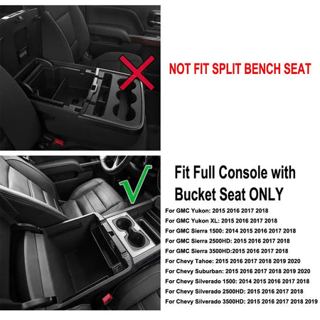 Center Console Organizer Armrest Storage Box for GMC Yukon 2015 2016 2017 2018 GMC Sierra 1500 Chevy Tahoe Chevy Suburban GMC by InterCyprus Trading Ltd